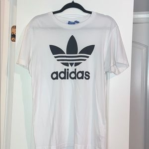 White adidas trefoil tee